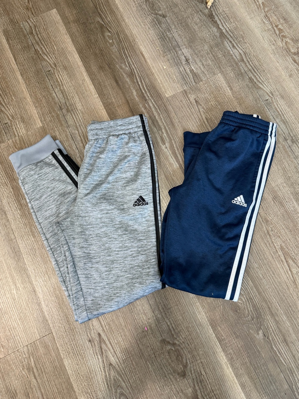 Adidas set of 2 joggers grey and blue size 14/16